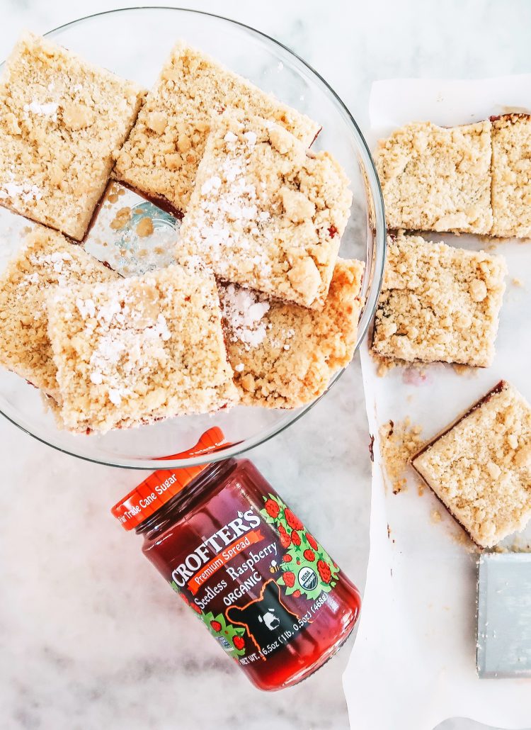 Rasberry Shortbread Bars made with Crofter's Fruit Spread