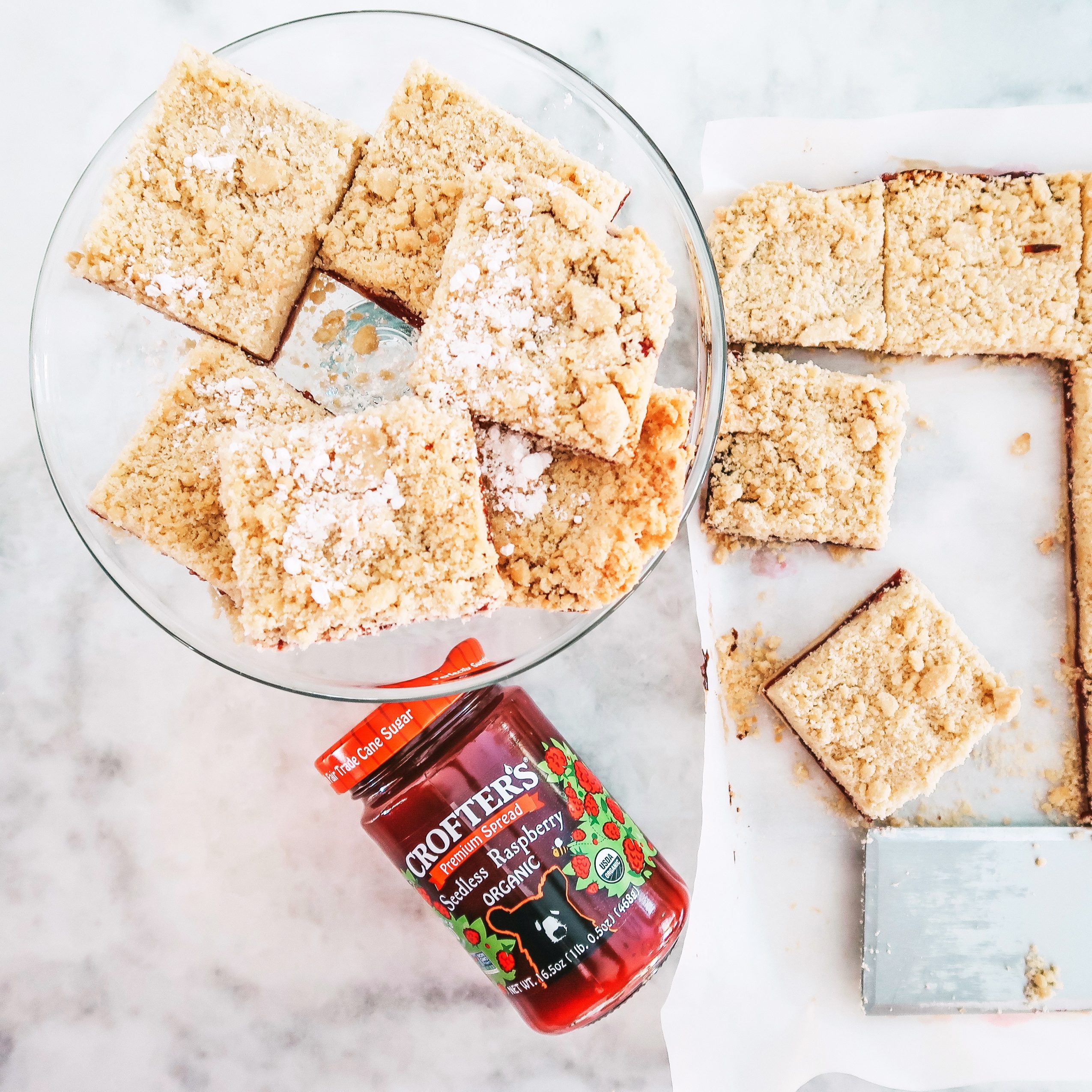 Rasberry Shortbread Bars made with Crofter's Fruit Spread