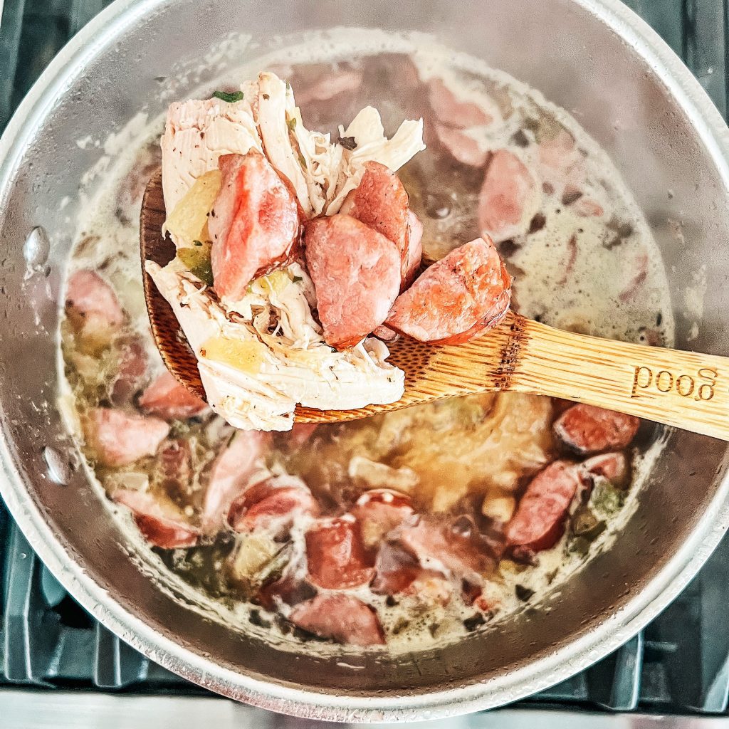 Hearty chicken and sausage soup